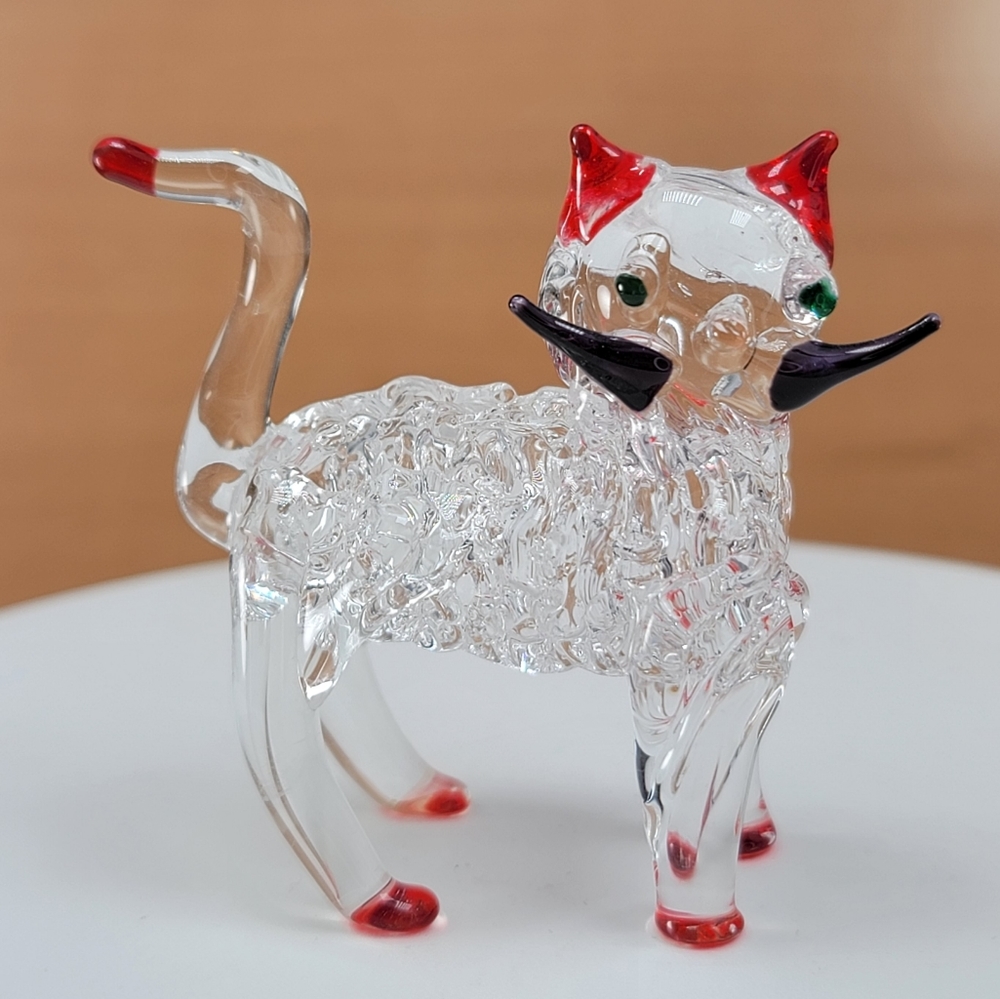 Miniature Cat Kitty Handblown Glass Lampwork Animal Figurine